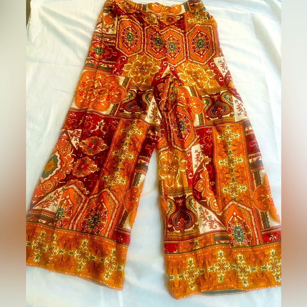 Haute Hippie multicolor geometric print high waisted wide leg palazzo pant - Picture 7 of 15